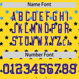 Custom Gold Purple-White Raglan Sleeve Personalized Star Print Authentic Baseball Jersey