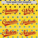 Custom Gold Red-White Raglan Sleeve Personalized Star Print Authentic Baseball Jersey