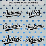 Custom Silver Black-White Raglan Sleeve Personalized Star Print Authentic Baseball Jersey