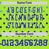 Custom Neon Green Royal-White Raglan Sleeve Personalized Star Print Authentic Baseball Jersey
