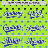 Custom Neon Green Royal-White Raglan Sleeve Personalized Star Print Authentic Baseball Jersey