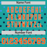 Custom Aqua Orange-White Raglan Sleeve Personalized Star Print Authentic Baseball Jersey