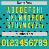 Custom Aqua Gold-White Raglan Sleeve Personalized Star Print Authentic Baseball Jersey