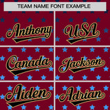 Custom Crimson Khaki-White Raglan Sleeve Personalized Star Print Authentic Baseball Jersey