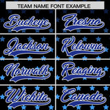 Custom Black Royal-White Raglan Sleeve Personalized Star Print Authentic Baseball Jersey