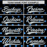 Custom Black Silver-White Raglan Sleeve Personalized Star Print Authentic Baseball Jersey