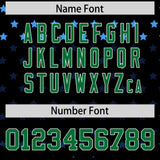 Custom Black Kelly Green-White Raglan Sleeve Personalized Star Print Authentic Baseball Jersey