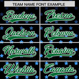 Custom Black Kelly Green-White Raglan Sleeve Personalized Star Print Authentic Baseball Jersey