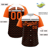 Custom Black Orange-White Raglan Sleeve Personalized Star Print Authentic Baseball Jersey