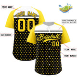 Custom Black Gold-White Raglan Sleeve Personalized Star Print Authentic Baseball Jersey