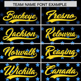 Custom Black Gold-White Raglan Sleeve Personalized Star Print Authentic Baseball Jersey