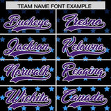 Custom Black Purple-White Raglan Sleeve Personalized Star Print Authentic Baseball Jersey