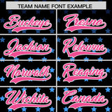 Custom Black Pink-White Raglan Sleeve Personalized Star Print Authentic Baseball Jersey
