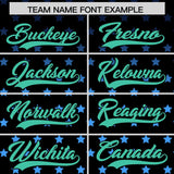 Custom Black Bright Green-White Raglan Sleeve Personalized Star Print Authentic Baseball Jersey