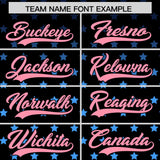 Custom Black Light Pink-White Raglan Sleeve Personalized Star Print Authentic Baseball Jersey