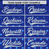 Custom Royal Silver-White Raglan Sleeve Personalized Star Print Authentic Baseball Jersey