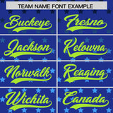 Custom Royal Neon Green-White Raglan Sleeve Personalized Star Print Authentic Baseball Jersey