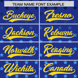Custom Royal Gold-White Raglan Sleeve Personalized Star Print Authentic Baseball Jersey