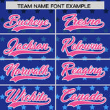 Custom Royal Pink-White Raglan Sleeve Personalized Star Print Authentic Baseball Jersey