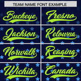 Custom Navy Neon Green-White Raglan Sleeve Personalized Star Print Authentic Baseball Jersey