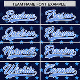 Custom Navy Light Blue-White Raglan Sleeve Personalized Star Print Authentic Baseball Jersey