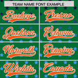 Custom Kelly Green Orange-White Raglan Sleeve Personalized Star Print Authentic Baseball Jersey
