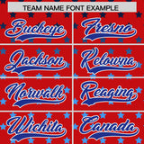 Custom Red Royal-White Raglan Sleeve Personalized Star Print Authentic Baseball Jersey