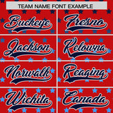 Custom Red Navy-White Raglan Sleeve Personalized Star Print Authentic Baseball Jersey