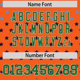 Custom Orange Kelly Green-White Raglan Sleeve Personalized Star Print Authentic Baseball Jersey