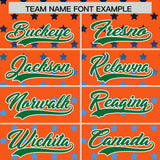 Custom Orange Kelly Green-White Raglan Sleeve Personalized Star Print Authentic Baseball Jersey