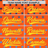 Custom Orange Gold-White Raglan Sleeve Personalized Star Print Authentic Baseball Jersey