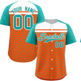 Custom Orange Aqua-White Raglan Sleeve Personalized Star Print Authentic Baseball Jersey