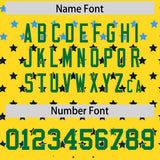 Custom Gold Kelly Green-White Raglan Sleeve Personalized Star Print Authentic Baseball Jersey