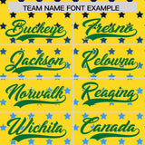 Custom Gold Kelly Green-White Raglan Sleeve Personalized Star Print Authentic Baseball Jersey