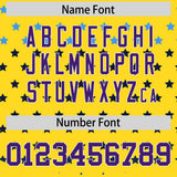 Custom Gold Purple-White Raglan Sleeve Personalized Star Print Authentic Baseball Jersey