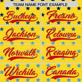 Custom Gold Red-White Raglan Sleeve Personalized Star Print Authentic Baseball Jersey