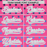 Custom Pink Silver-White Raglan Sleeve Personalized Star Print Authentic Baseball Jersey