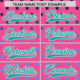 Custom Pink Aqua-White Raglan Sleeve Personalized Star Print Authentic Baseball Jersey