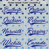 Custom Silver Royal-White Raglan Sleeve Personalized Star Print Authentic Baseball Jersey
