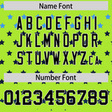 Custom Neon Green Black-White Raglan Sleeve Personalized Star Print Authentic Baseball Jersey