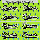 Custom Neon Green Black-White Raglan Sleeve Personalized Star Print Authentic Baseball Jersey