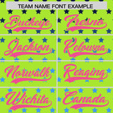 Custom Neon Green Pink-White Raglan Sleeve Personalized Star Print Authentic Baseball Jersey