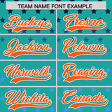 Custom Aqua Orange-White Raglan Sleeve Personalized Star Print Authentic Baseball Jersey