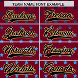 Custom Crimson Khaki-White Raglan Sleeve Personalized Star Print Authentic Baseball Jersey