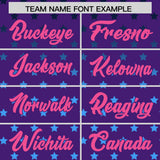 Custom Purple Pink-White Raglan Sleeve Personalized Star Print Authentic Baseball Jersey