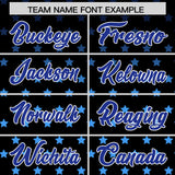 Custom Black Royal-White Raglan Sleeve Personalized Star Print Authentic Baseball Jersey