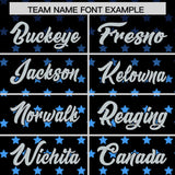Custom Black Silver-White Raglan Sleeve Personalized Star Print Authentic Baseball Jersey