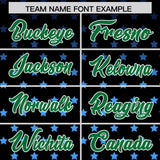 Custom Black Kelly Green-White Raglan Sleeve Personalized Star Print Authentic Baseball Jersey