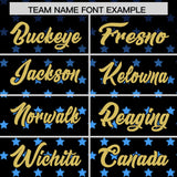 Custom Black Old Gold-White Raglan Sleeve Personalized Star Print Authentic Baseball Jersey