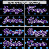 Custom Black Purple-White Raglan Sleeve Personalized Star Print Authentic Baseball Jersey